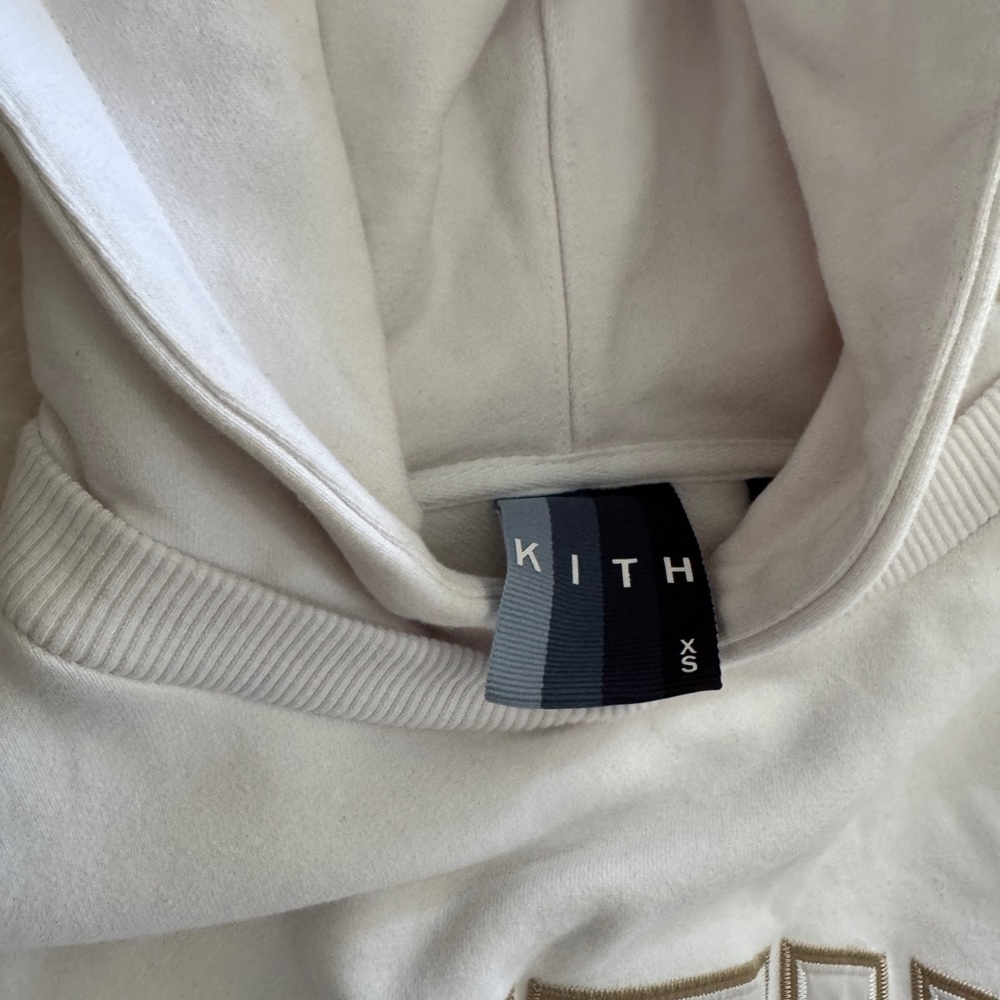 Kith Unisex Hoodie Colorblock College Sweatshirt in White, Gray, Tan - Picture 6 of 13